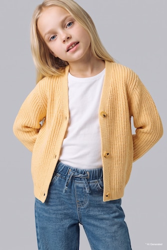 Regular Fit V-Neck Cardigan 3D