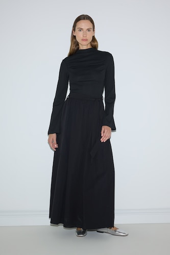 WOMAN Black Mock Neck Cotton Dress