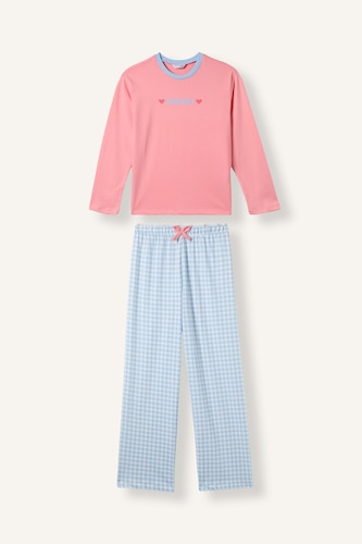Kız Çocuk - Genç Kız Pembe 2'li Uzun Kollu Pijama Takımı Kız Çocuk