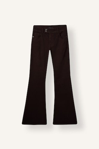 Women Brown Normal Waist Flare Trousers