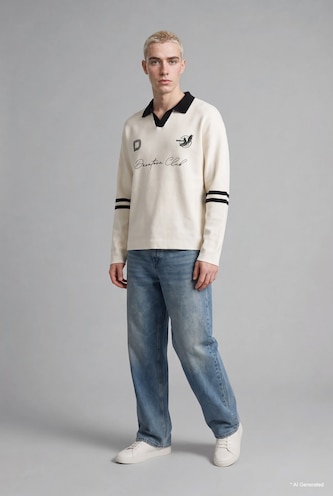 Relaxed Fit Polo Yaka Triko Kazak