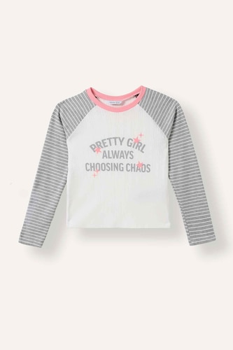 Young Girls - Teen Girls Light Grey Slogan Long Sleeve T-Shirt