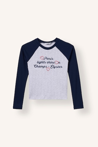Young Girls - Teen Girls NAVY Slogan Long Sleeve T-Shirt