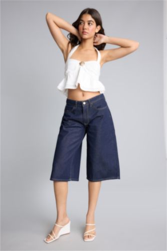 WOMAN Blue Black Bermuda