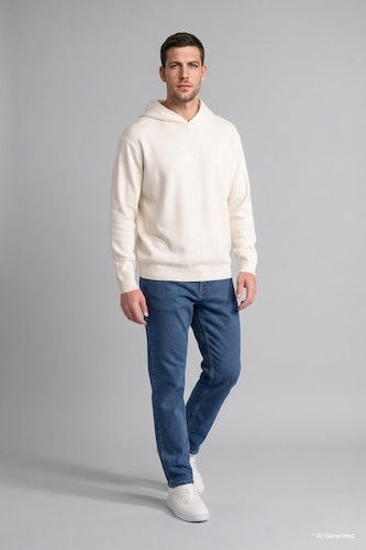 Relaxed Fit Kapüşonlu Triko Basic Kazak