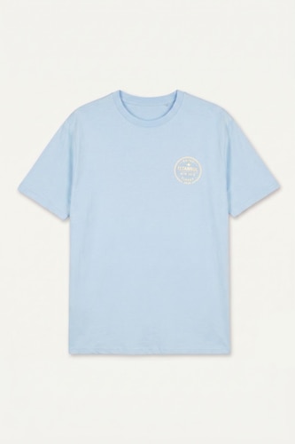 100% Cotton Regular Fit Back Print Blue T-Shirt