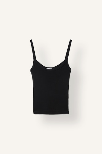Women Black Slim Fit Camisole U Collar Tank Top