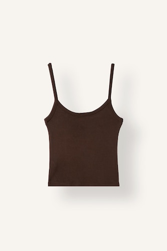 Fitted Ribbed U-Neck Tank Top