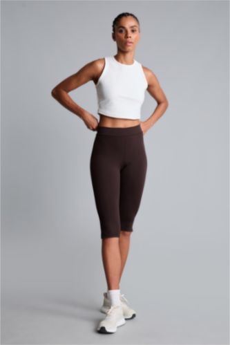 Women Brown High Waist Sport Leggings