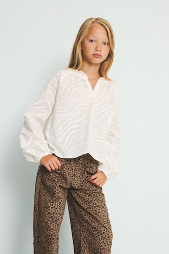 Young Girls - Teen Girls Ecru Girl 100% Cotton Balloon Sleeve Voile Blouse