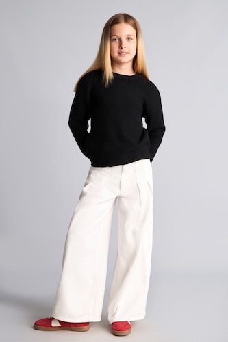 FILLES Écru Pantalon large en gabardine avec poches pour fille