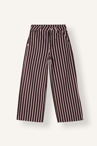 Kız Çocuk - Genç Kız Kahve Wide Leg Çizgili Gabardin Pantolon Kız Çocuk