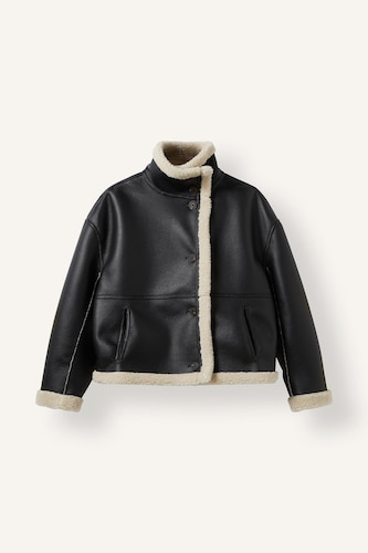 Regular Fit Düğmeli Pelüş Kalın Mont