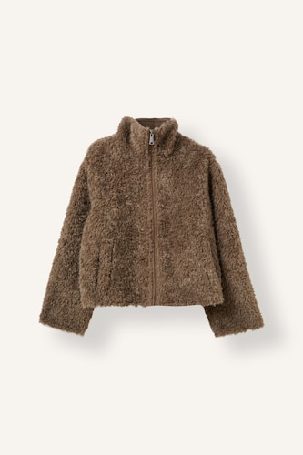 Veste en fausse fourrure à col montant et fermeture éclair Coupe régulière