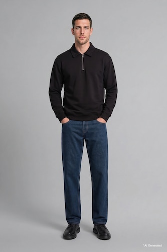 MAN Dark Blue Sergio Regular Fit Mid Waist Straight Leg Jeans
