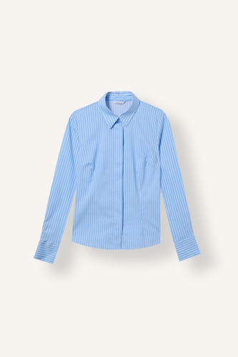 Fitted Striped Bengaline Long Sleeve Shirt
