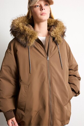 Женщины Хаки Oversize парка