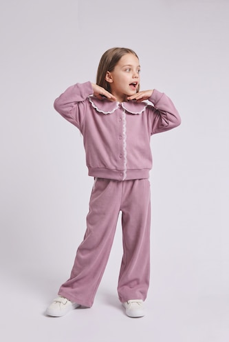 Baby Girls Lilac Woman 2 piece Regular Fit Baby Collar Set