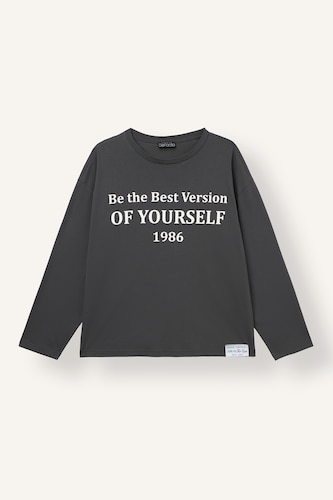 %100 Pamuk Oversize Uzun Kollu Baskılı Tişört