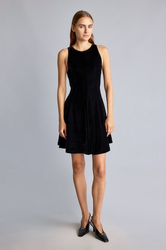 Baby Girl Flared Fit Short Sleeve Corduroy Mini Dress