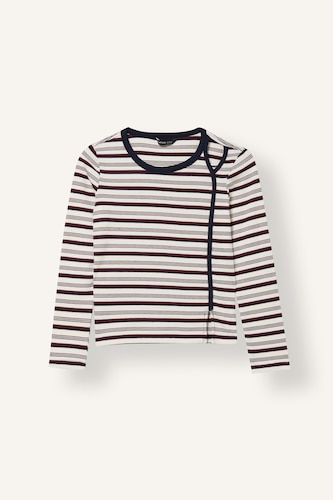 Girl Long Sleeve Ribbed Striped Shoulder Detail T-shirt