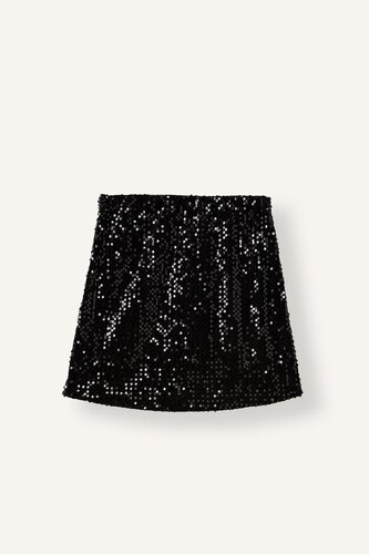 Flared Fit Regular Waist Sequin Mini Skirt