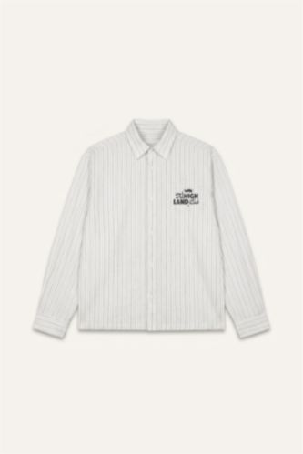 Men Grey Boxy Fit Striped Long Sleeve Shirt
