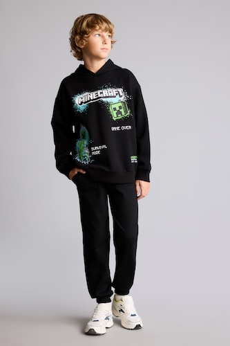 GARÇONS Noir Pantalon de survêtement en 100% coton avec poches pour garçon