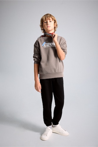 BOYS & TEENS Black Boy 100% Cotton Seam Detail Sweatpants