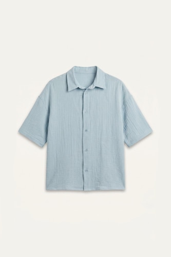 Boxy Fit Muslin Short Sleeve Shirt