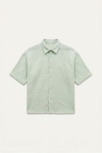 Erkek Mint Boxy Fit Kısa Kollu Müslin Gömlek