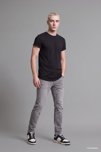 Erkek Siyah Long Fıt Kısa Kollu Basic Tişört