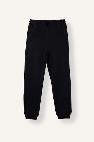 Erkek Çocuk - Genç Erkek Siyah Bağcıklı Bel Jogger Fit Eşofman Altı