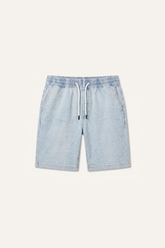 Regular Fit Elastic Waist Denim Shorts