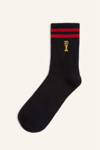 Men Black Cotton Long sock