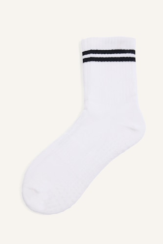 Women White Cotton Pilates Socks