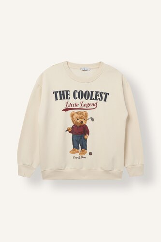 Boy Oversize Teddy Bear Print Sweatshirt