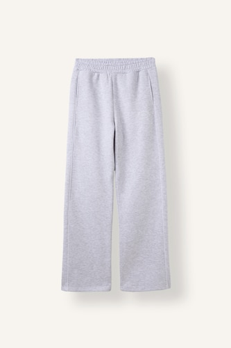 نساء ميلانج رمادي Elastic Waist Straight Fit Thick Fabric Sweatpants