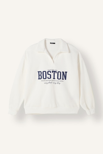 Women Ecru Relax Fit Thick Sweatshirt Fabric Sweatshirt