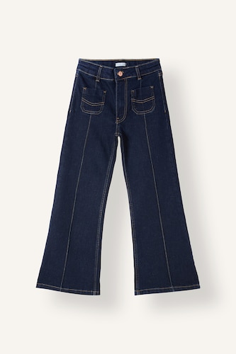 Kız Çocuk - Genç Kız Koyu Mavi Flare Fit Ön Dikişli Jean Pantolon Kız Çocuk