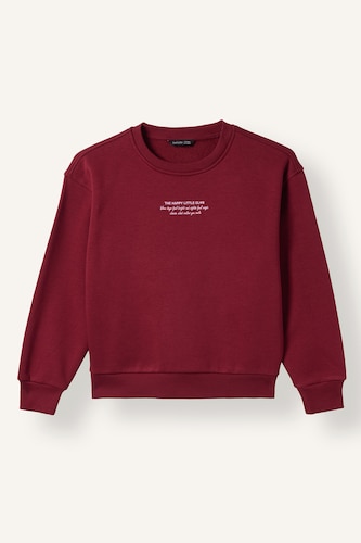 Young Girls - Teen Girls Bordeaux Relax Fit Slogan Crew Neck Sweatshirt