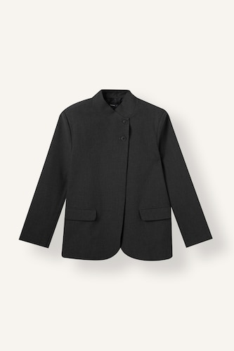 Kadın Antrasit Regular Fit Dik Yaka Pamuklu Blazer