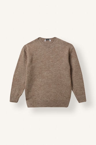 Erkek Çocuk - Genç Erkek Bej Melanj Oversize Triko Basic Kazak Erkek Çocuk