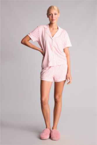 Kadın Kırmızı 2'li Softshell Şort Tişört Pijama Takımı