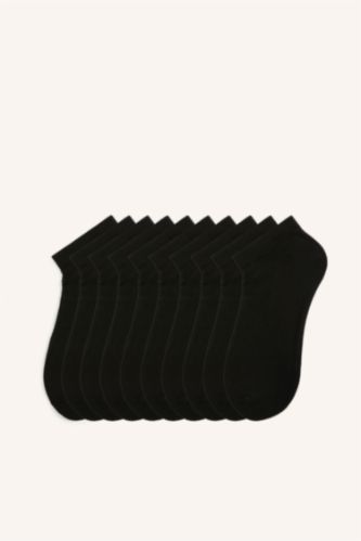 Woman Black Woman Seamless 10 Piece Cotton Ankle Socks