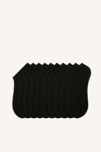Woman Black Woman Seamless 10 Piece Cotton Sneaker Socks