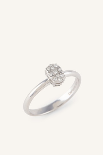 Kadın Gümüş 0,06 Karat Oval Pırlanta Yüzük