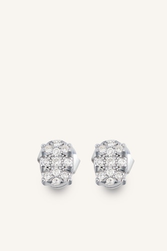 Kadın Gümüş 0,12 Karat Oval Pırlanta Küpe