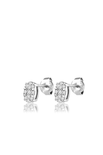 Kadın Gümüş 0,12 Karat Oval Pırlanta Küpe