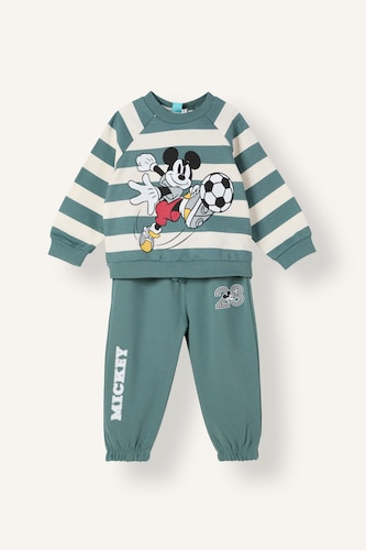 Erkek Bebek Yeşil 2'li Eşofman Takımı Mickey Baskılı Erkek Bebek